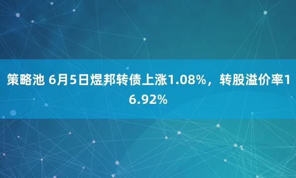 策略池 6月5日煜邦转债上涨1.08%，转股溢价率16.92%