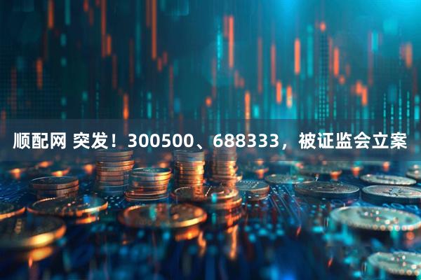 顺配网 突发！300500、688333，被证监会立案